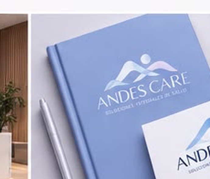 Material de marca Andes Care: agenda y tarjetas